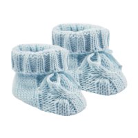 S415-B: Blue Acrylic Cable Knit Baby Bootees